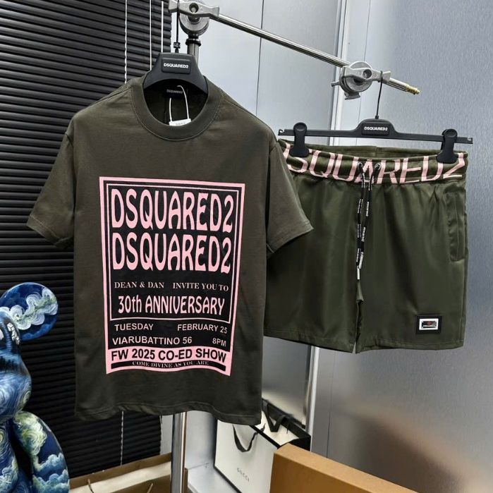  Bộ Quần Áo Phông DSQ Màu Xanh Thêu Chất Gai Thoáng Mát-Áo Thun Nam Hàng Đẹp Chuẩn Form Dễ Phối Đồ Hottrend 2025 