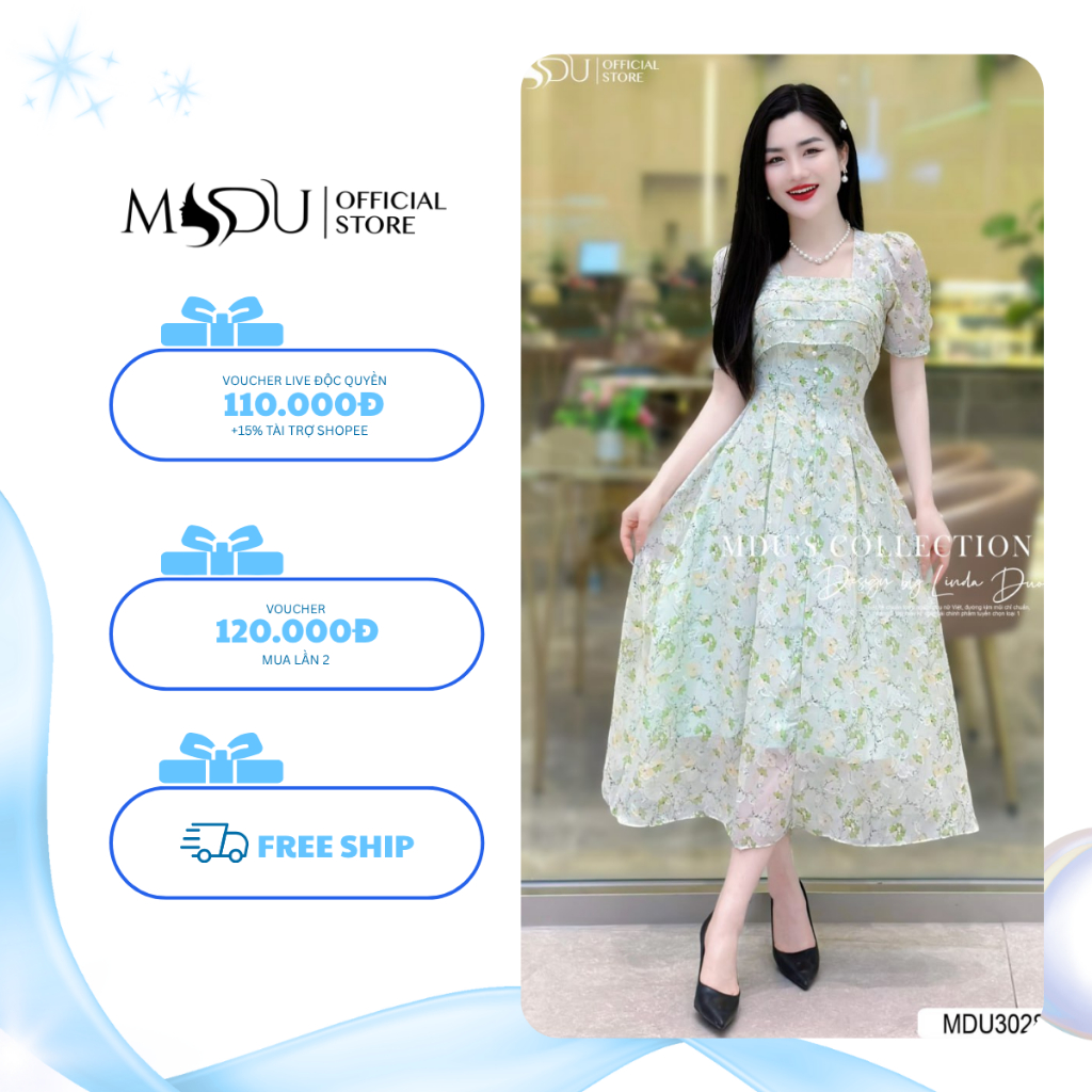 𝐙𝐢𝐧 𝐁𝐨𝐮𝐭𝐢𝐪𝐮𝐞 Váy Thiết Kế K67-D2-5 MDU3028 Chất Tơ Hàn Cao Cấp, Họa Tiết Hoa Lá Bắt Mắt