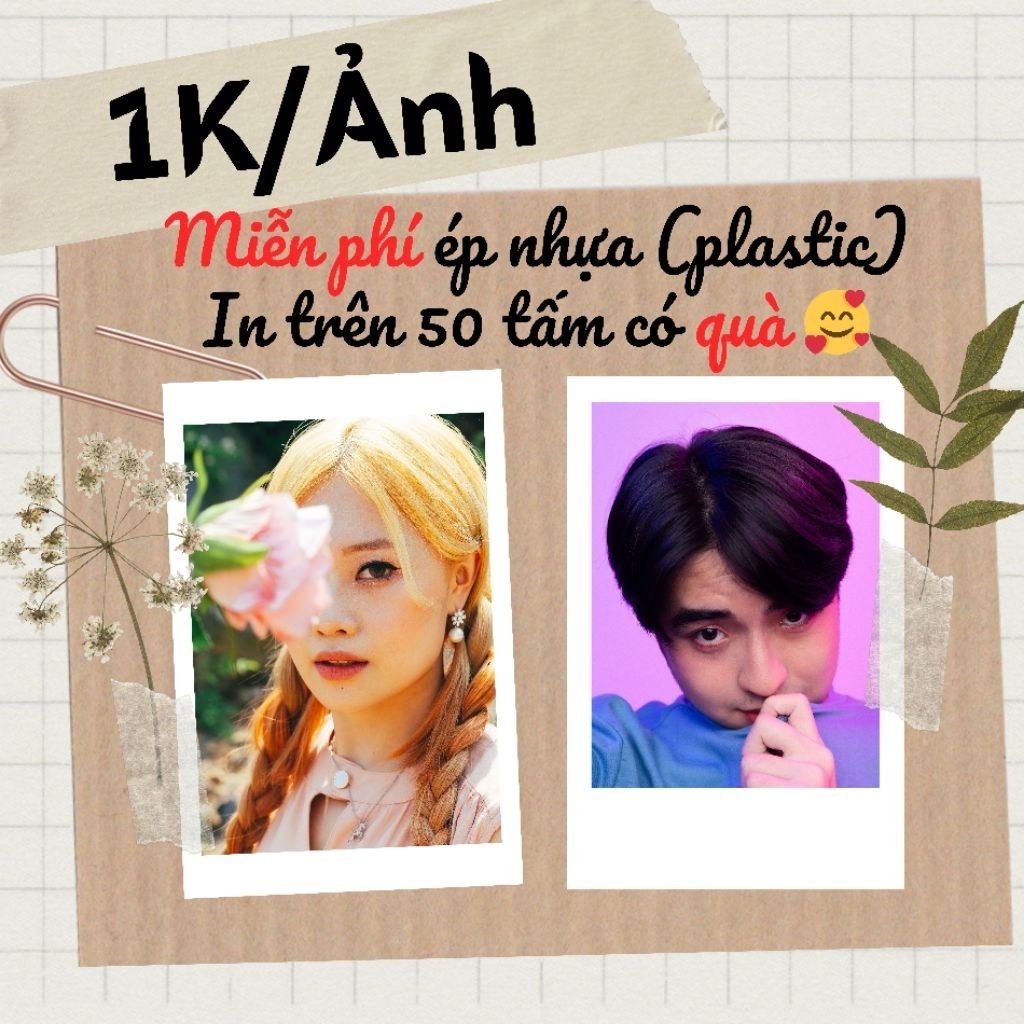 [1K/tấm] in ảnh theo yêu cầu (nhận in từ 10 tấm)  - ép plastic miễn phí - in trên 50 ảnh có quà
