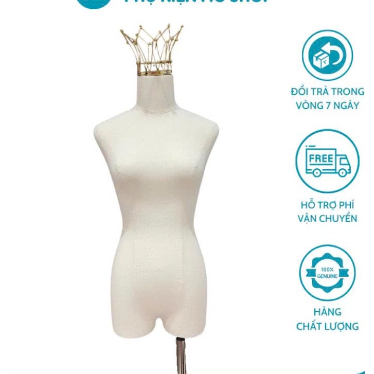 Manocanh vương miện không tay manơcanh nữ bọc vải cotton cao cấp - sada shop