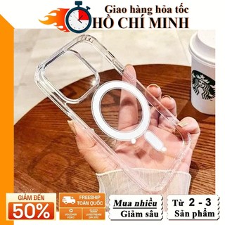 Ốp lưng iphone trong suốt chống sốc - Hỗ trợ sạc không dây cho 17 16 11 pro max 12 13 14 promax 15+ 15 từ tính