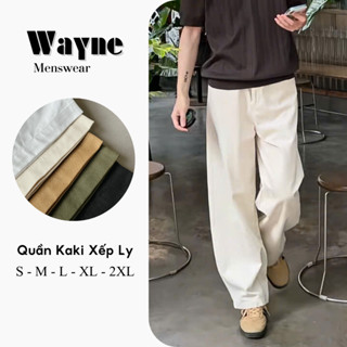Quần Kaki Ống Rộng Xếp Li Wayne Relaxed Fit Kaki Pants Unisex Nam Nữ - Cạp bán chun Menswear
