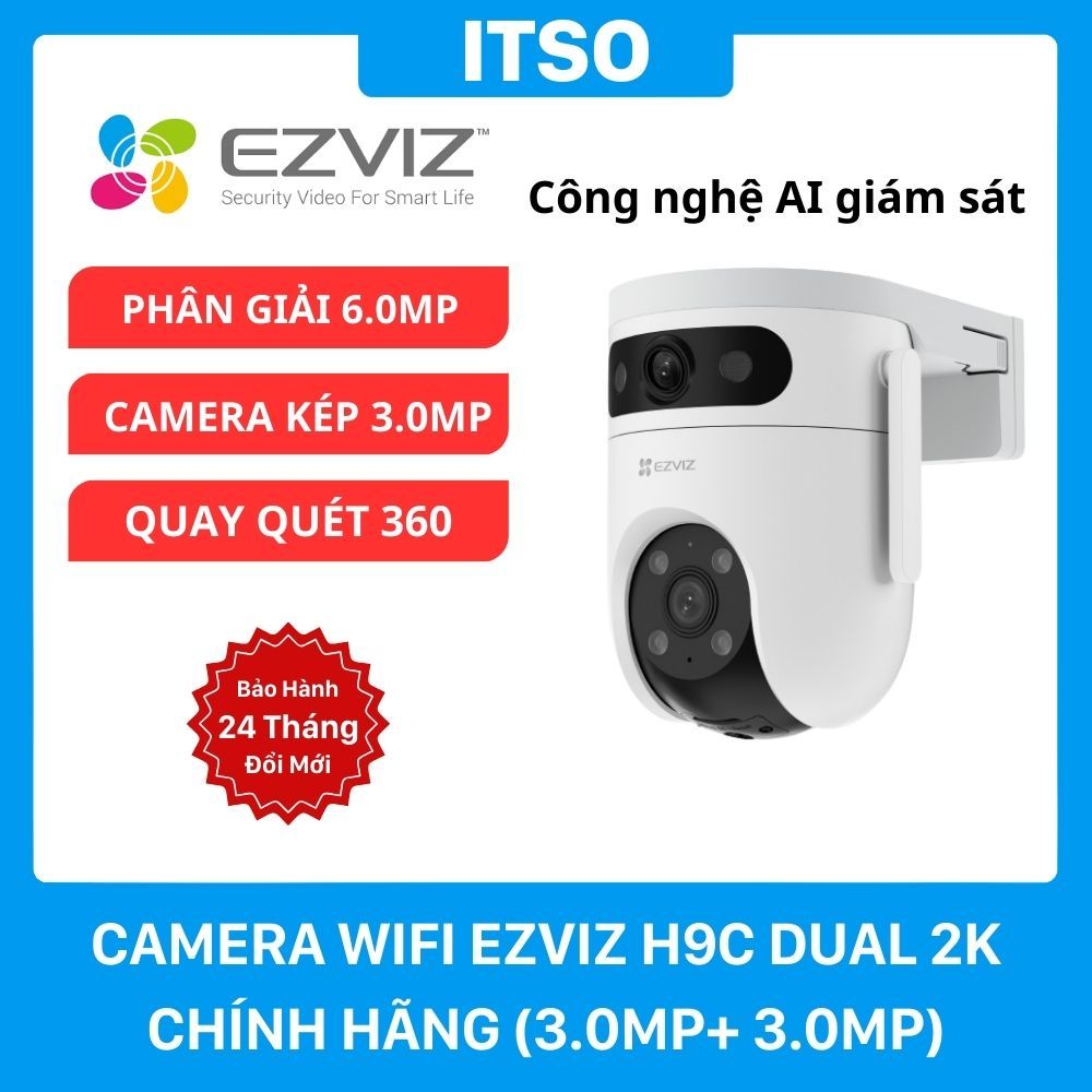 Camera WiFi EZVIZ H9C 6.0MP Dual 2K (3MP + 3MP) chính hãng (2 mắt kép)