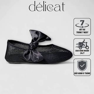 Giày búp bê nữ quai lưới phối nơ lụa xinh xắn sang chảnh tiểu thư Délicat D228