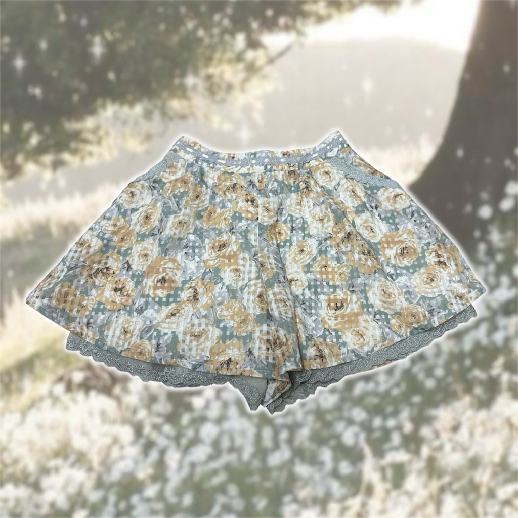 Quần short Axes Femme hoa dáng xoè 2hand vintage Nhật Bản