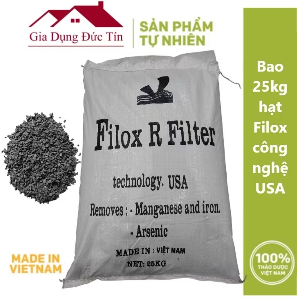Bao 25kg Hạt lọc Filox xử lý nước nhiễm phèn, nước giếng khoan