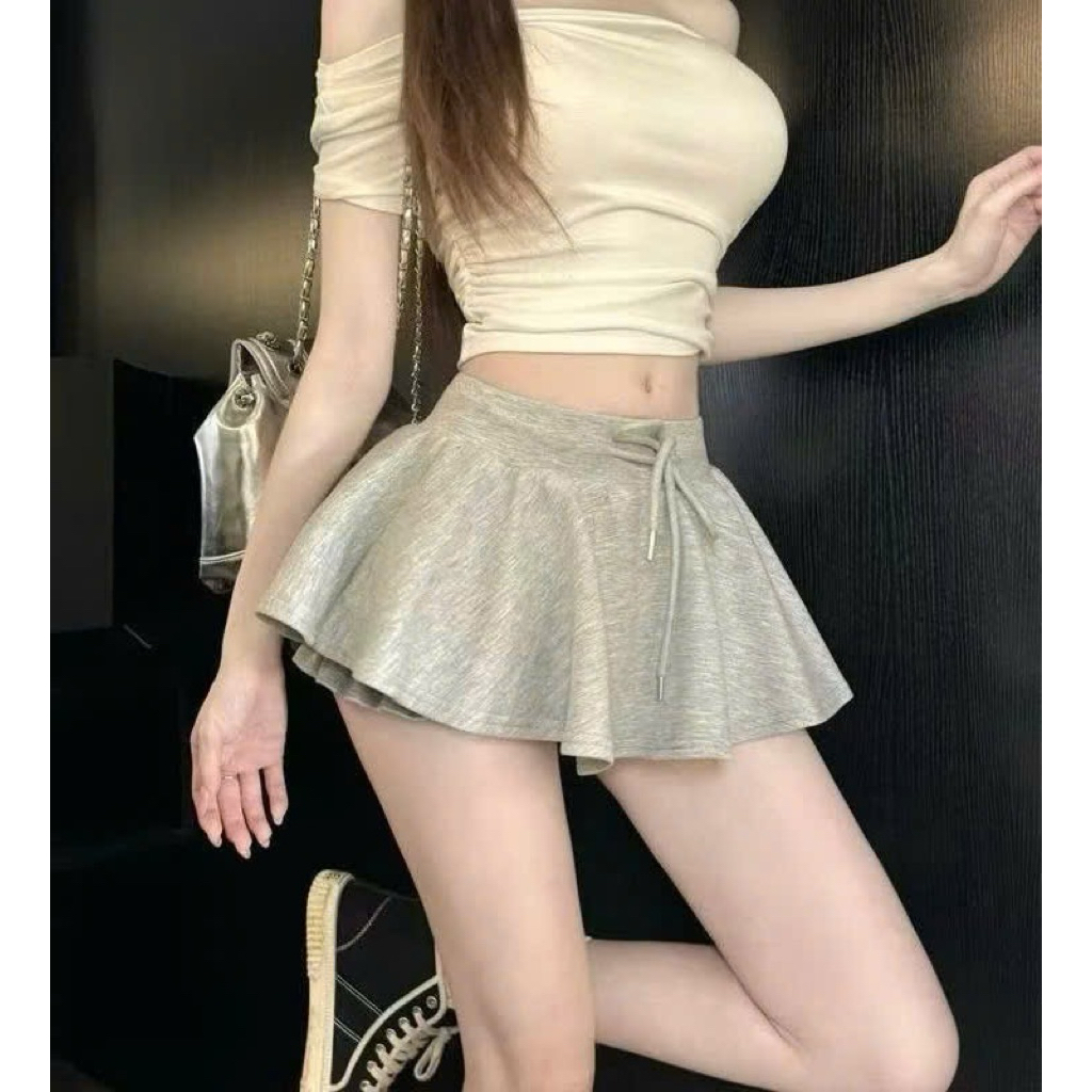 CHÂN VÁY TẦNG XOÈ CHẤT NỈ BÔNG LƯNG DÂY RÚT CÓ QUẦN BẢO HỘ CO CHUN CV46 | BigBuy360 - bigbuy360.vn