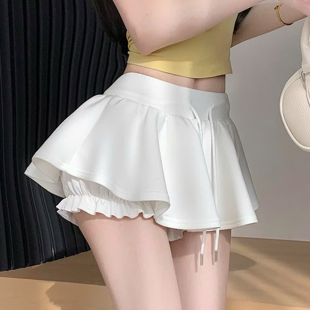 CHÂN VÁY TẦNG XOÈ CHẤT NỈ BÔNG LƯNG DÂY RÚT CÓ QUẦN BẢO HỘ CO CHUN CV46 | BigBuy360 - bigbuy360.vn