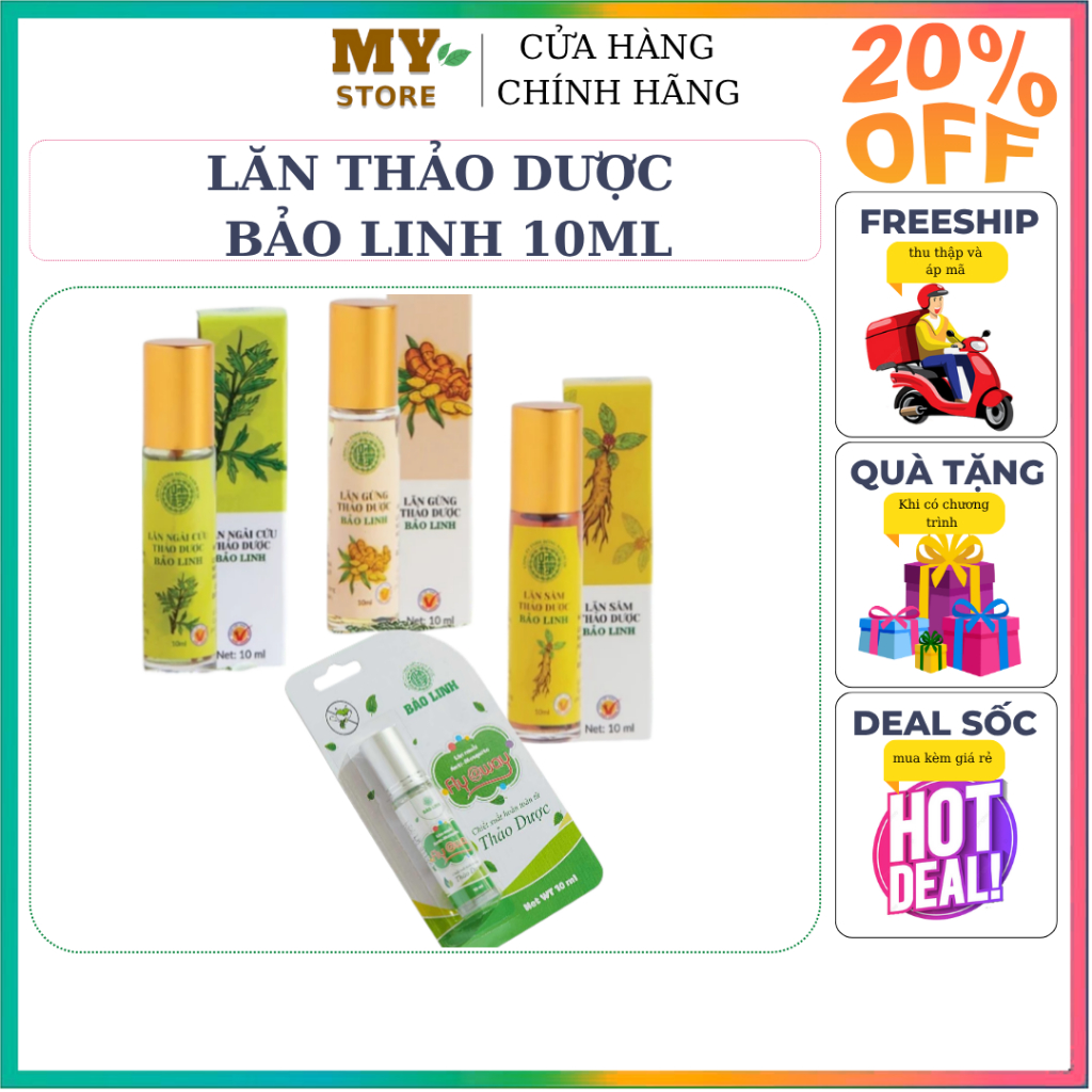 (Chính Hãng 100%) Dầu Lăn thảo Dược Bảo Linh/Dầu Lăn Sâm Green Herb Thái Lan 8cc