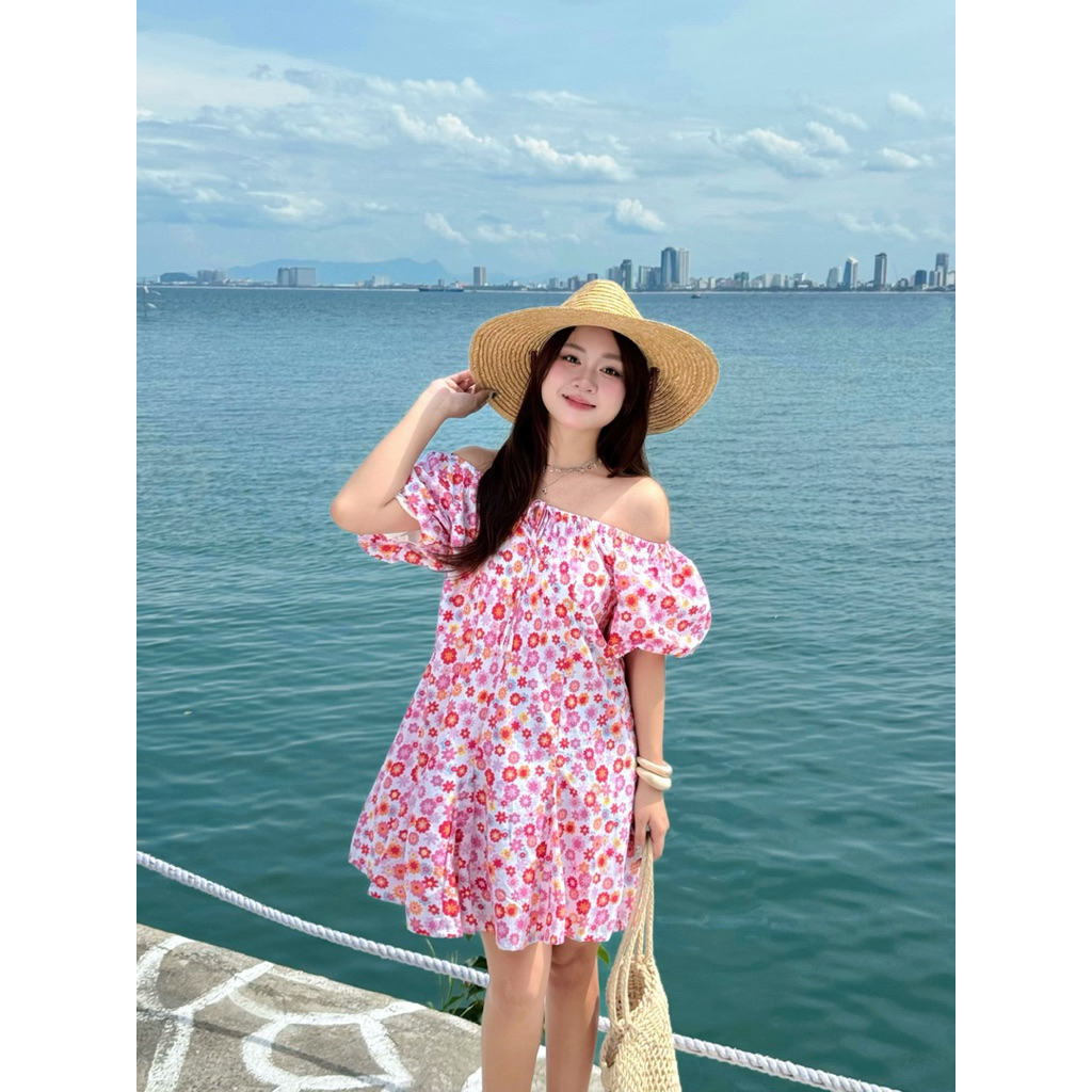 JIJI DRESS - Đầm babydoll hoa tay phồng
