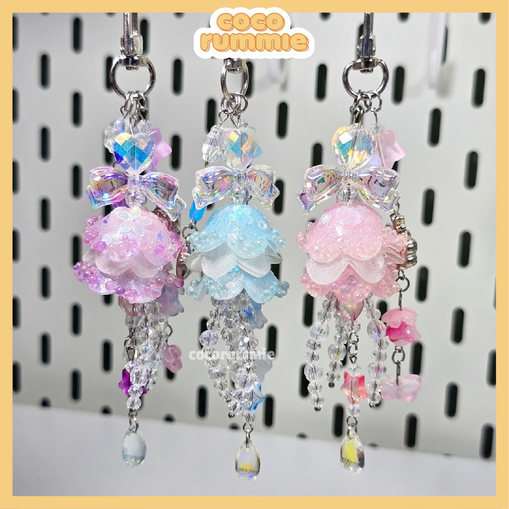 Móc Khóa Jellyfish - Dây Móc Điện Thoại Sứa Biển Keyring Keychain Trang Trí Collect Book Túi Tote To