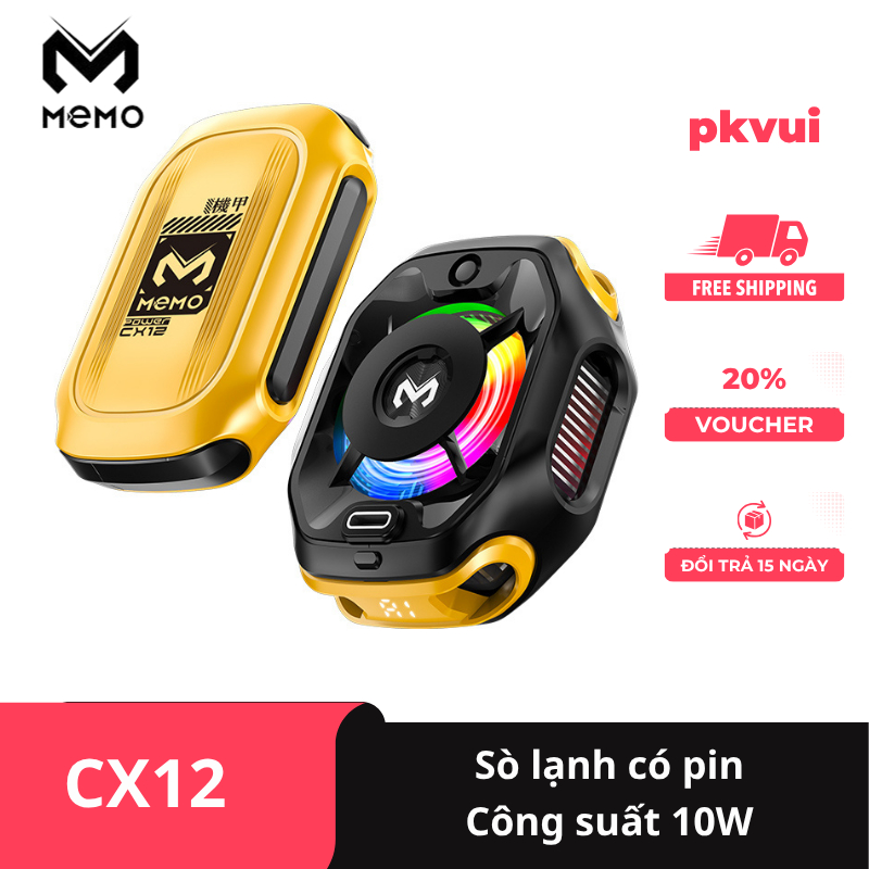 Sò Lạnh Tản Nhiệt MEMO CX12 Hít Từ Tính Có Kèm Pin Dự Phòng 2000mAh Chế Độ AI Hiển Thị Nhiệt Độ Cực 