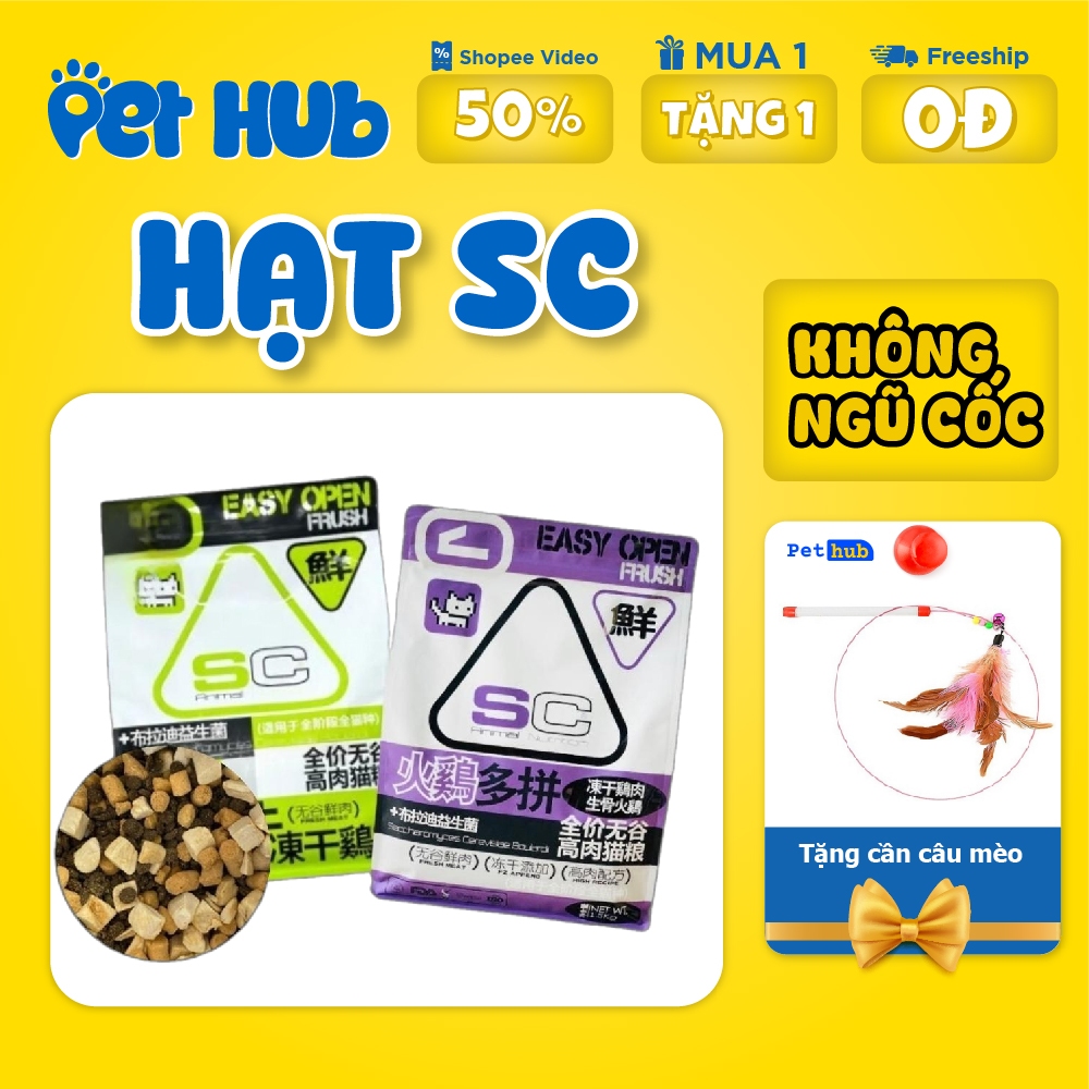 [1.5KG] Hạt SC GrainFree 42% Protein Mix Topping, Chà Bông Cho Mèo Mọi Lứa Tuổi | PET HUB