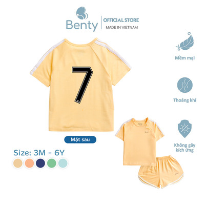 Bộ cộc tay cài chéo thể thao số 7 BENTY, chất liệu cao cấp, thoải mái cho bé vận động cả ngày