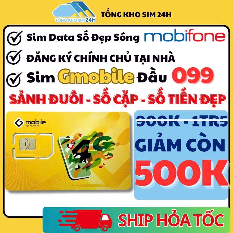 Sim VIP Số Đẹp Gmobile 4G Sóng Mobifone Sảnh Đuôi Số Cặp Số Tiến Kèm Data 1Gb/Ngày [ĐKCC tại nhà]