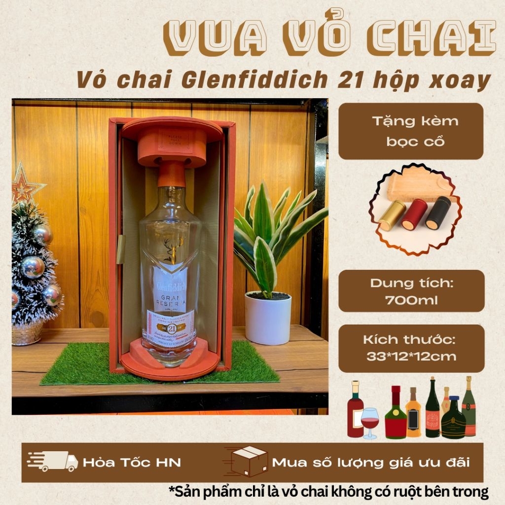 VỎ CHAI GLENFIDDICH 21 FULL BOX, [NEW 99%] [TẶNG KÈM BỌC CỔ]