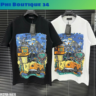Áo Phông Boy Phố Dsquared2 Cổ Tròn Ngắn Tay In Hình Dsq Siêu To Đẹp 2 Màu Trắng Đen Chất Cotton Premium Cao Cấp