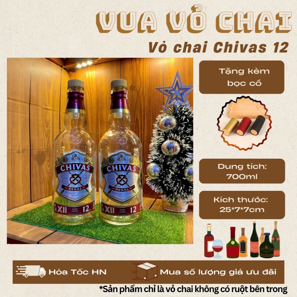 VỎ CHAI RƯỢU NGOẠI CHI VAS 12, [NEW 99%]