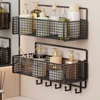 Kệ Lưới Sắt Dán Tường Tổ Ấm Để Đồ Đa Năng Chống Gỉ, Giá Đựng Gia Vị Hành Tỏi Nhà Bếp Có Móc Treo