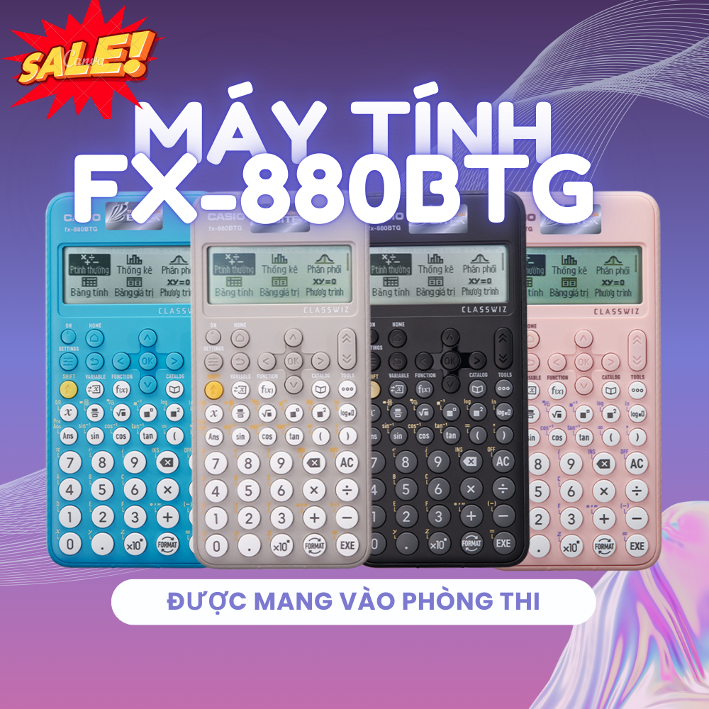 Máy tính học sinh fx-88BTG, máy tính dòng thường, lỗi 1 đổi 1, có tiếng việt