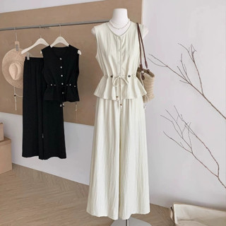 [Hoa Hồng 15%]SÉT Bộ Đồ Nữ Cao Cấp Thiết Kế Áo Sát Nách Kèm Đai mix quần Dài Suông đi chơi mùa hè-MIX1