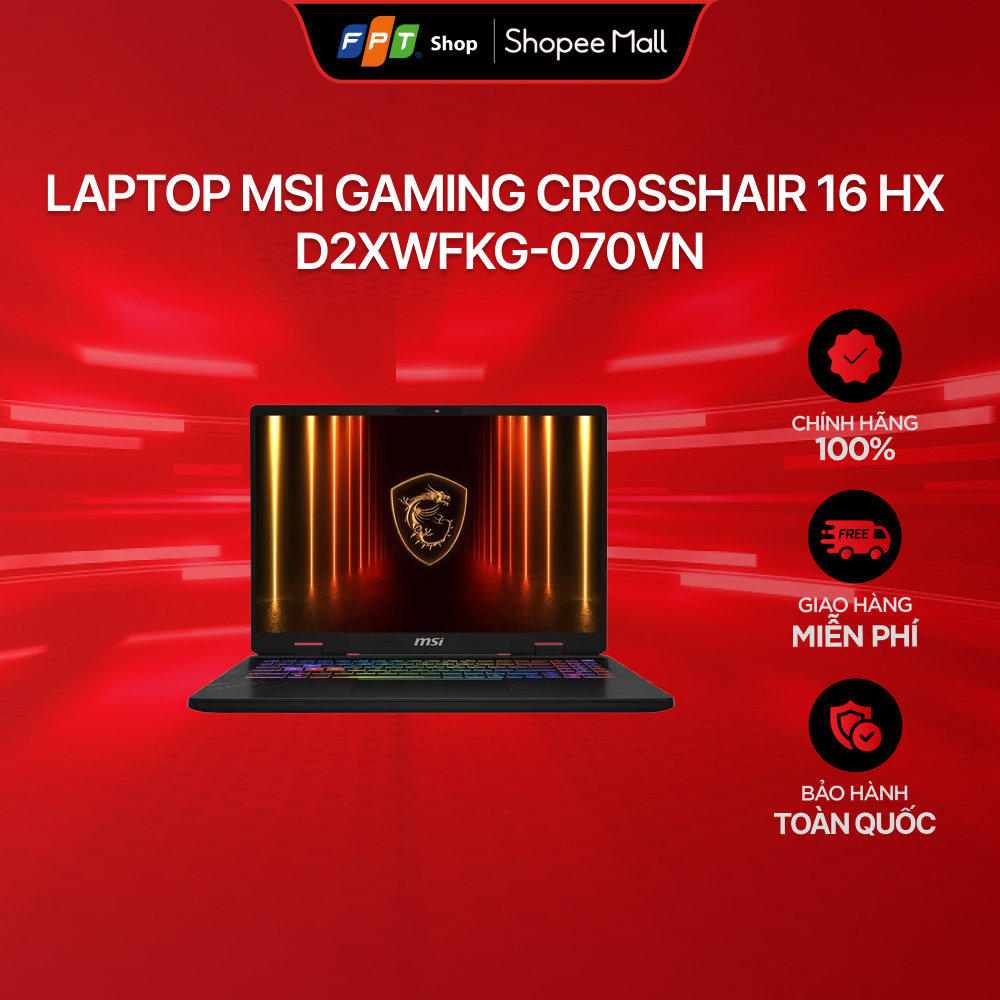 [Chỉ GH tận nơi] Laptop MSI Gaming Crosshair 16 HX D2XWFKG-070VN U9 275HX/AI/16GB/1TB/16"QHD/RTX 506