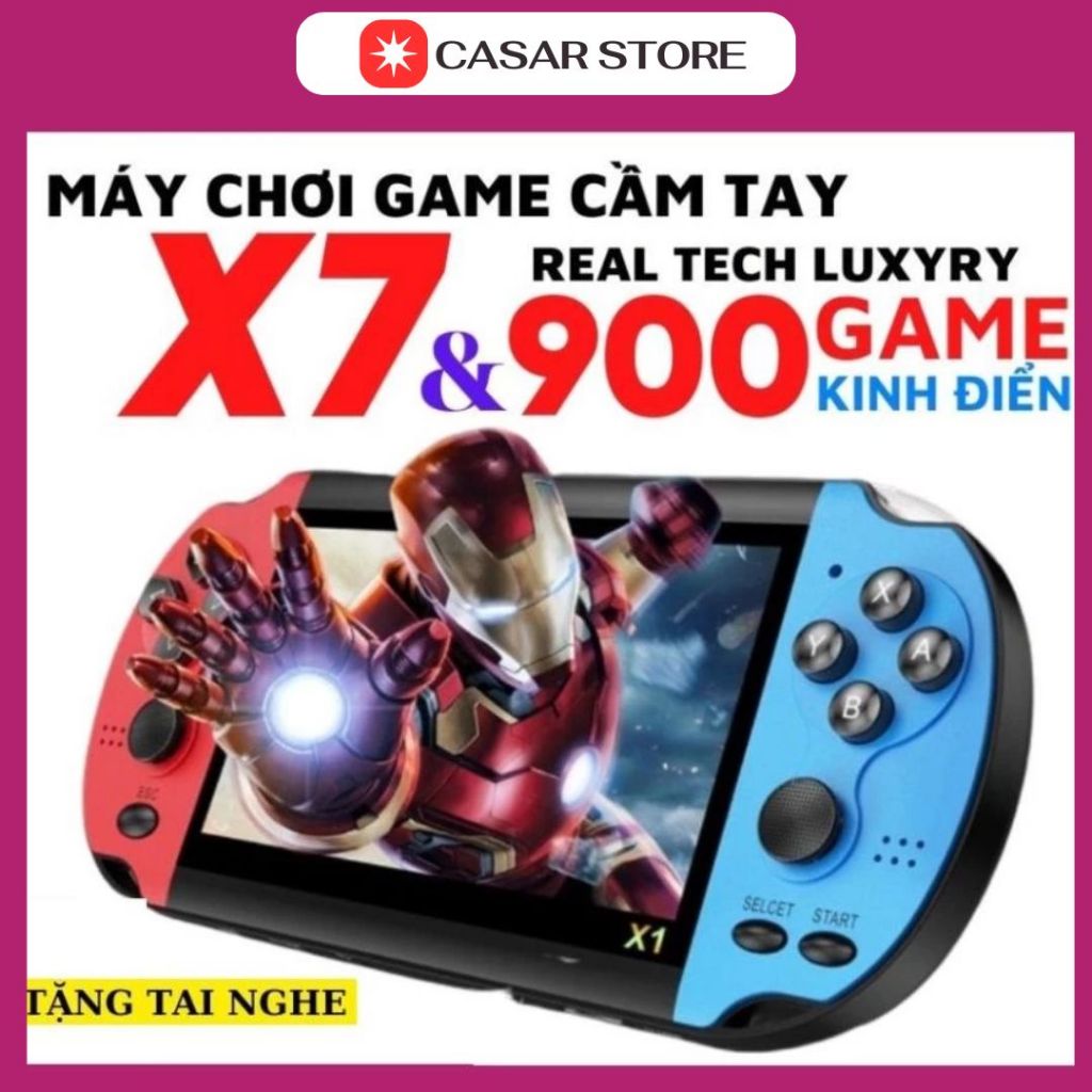 Máy chơi game cầm tay X7 gồm 900 trò, màn hình 4.3 inch, nghe nhạc, xem phim, đọc sách
