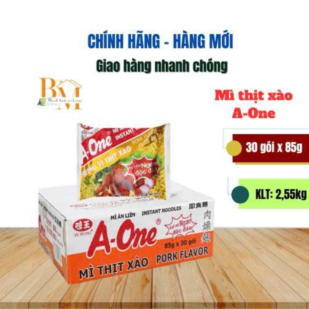 Thùng 30 Gói Mì Thịt Xào A-One 85g