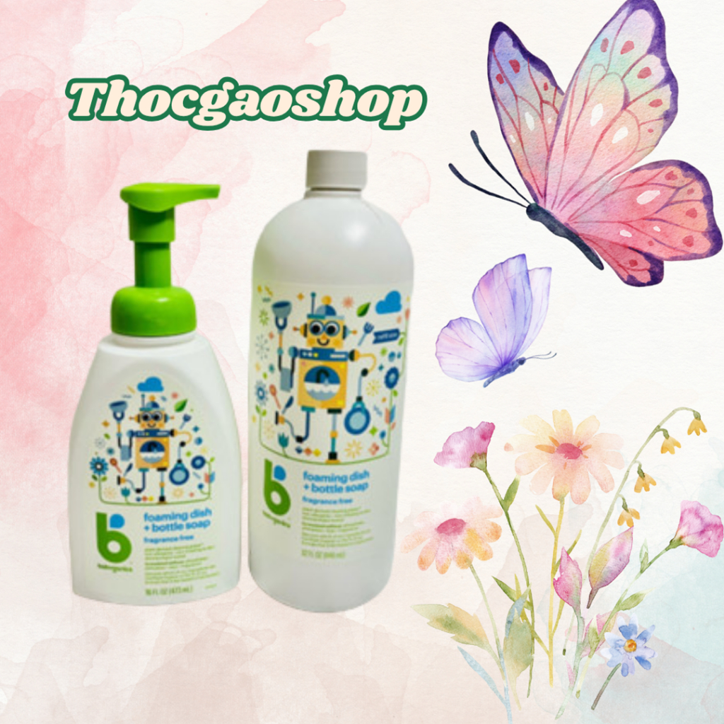 (Thóc Gạo Shop 89) (Hàng nội địa) Nước rửa bình sữa, chén bát đồ ăn dặm tạo bọt Babyganics cho bé