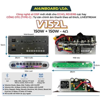 MẠCH LOA KÉO V152L CÔNG SUẤT LỚN 300W 2 KÊNH CÓ CHẾ ĐỘ BASS BOOST