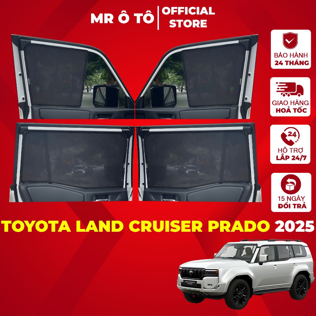 Rèm Che Nắng Xe TOYOTA LAND CRUISER PRADO 2025 Loại 1 MR Ô.TÔ Chống Tia, UV Tia Cực Tím  Bảo Hành 2 