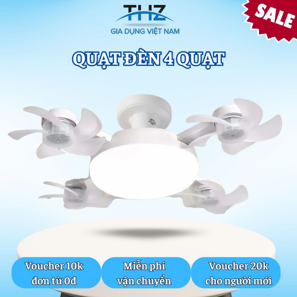 Đèn Quạt Siêu Mát 4 Đầu Sử Dung Linh Hoạt Nhà Tắm Hoặc Phòng Ngủ Êm Ái Điều Khiển Từ Xa | BigBuy360 - bigbuy360.vn