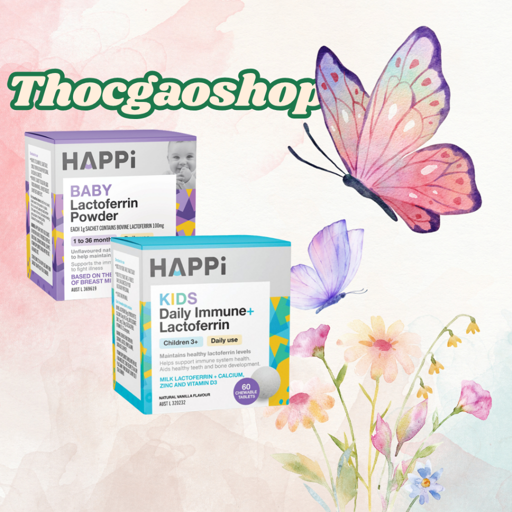 (Thóc Gạo Shop 89)(Vui lòng đặt đơn tối đa 2 hộp) (Hàng nhập khẩu) Bổ sung Happi Baby Lactoferrin  b