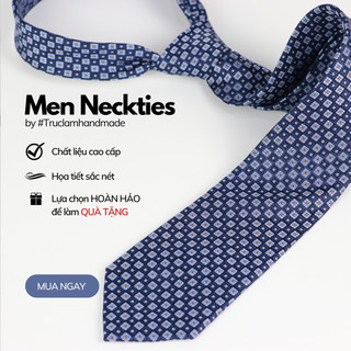 Cà Vạt Lụa Cao Cấp Nam Họa Tiết Sang Trọng Kèm Túi & Hộp Quà Tặng Lịch Lãm Trúc Lâm Handmade LUACV01