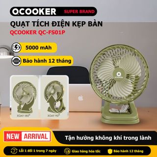 Quạt Tích Điện Kẹp Bàn Pin Trâu 5000mAh Dùng Liên Tục 5 Tiếng, Quạt Mini Để Bàn Không Tiếng Ồn