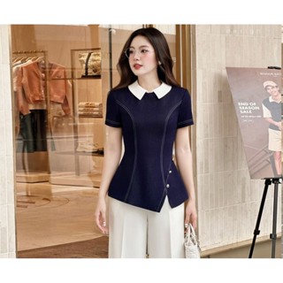 Áo Peplum Thiết Kế Cổ Cánh Sen Chạy Viền Chỉ Trần, chất Chéo Ý, Áo Mặc Đi Làm, Đi Chơi