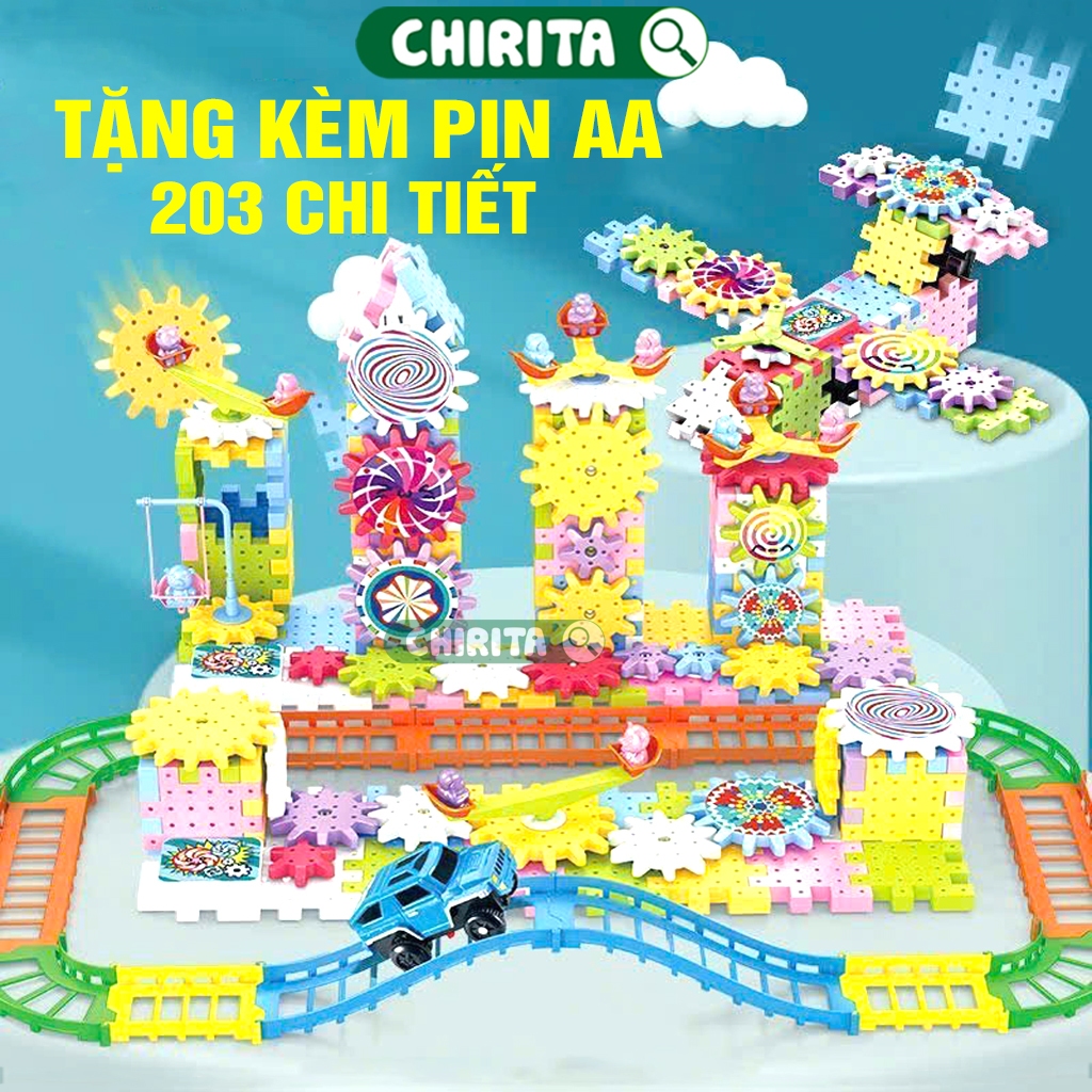 Đồ Chơi Lắp Ráp Bánh Răng Xoay 83/135/203 Chi Tiết - Đồ Chơi Xếp Hình Bánh Răng Chuyển Động Thông Minh Cho bé