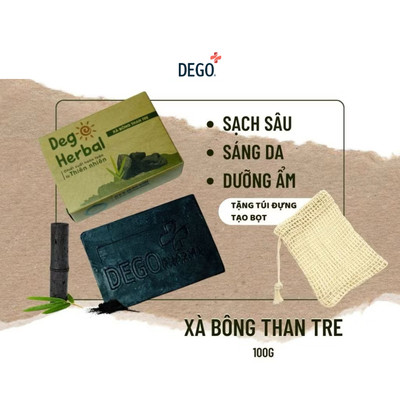 Xà Bông Sinh Dược Cho Da Dầu & Mụn Ẩn Than Tre DEGO 100G Làm Sạch Sâu, Sáng Da, Mờ Thâm