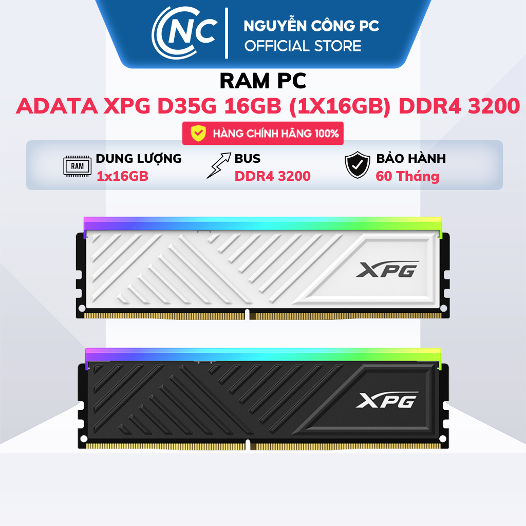 RAM Adata XPG Spectrix D35G RGB 8GB / 16Gb  3200Mhz DDR4 - BH 60 Tháng