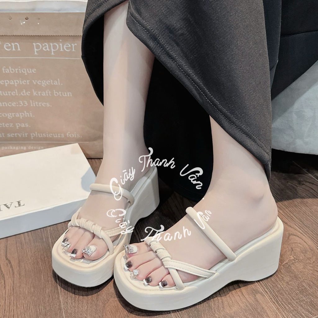 Dép xuồng quai soắn cao 7 phân(D0079)