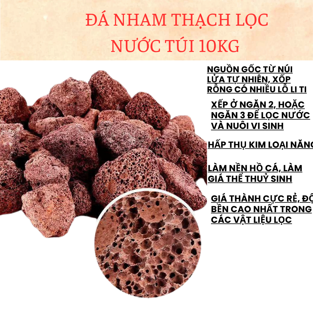 Đá Nham Thạch Lọc Nước túi 10kg (Lọc Nước Và Có Thể Tái Sử Dụng)