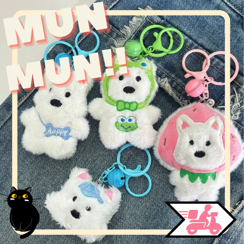 Móc khóa hình cún trắng lông xù khoen màu đáng yêu, cute, dễ thương MK57 Munmunstore
