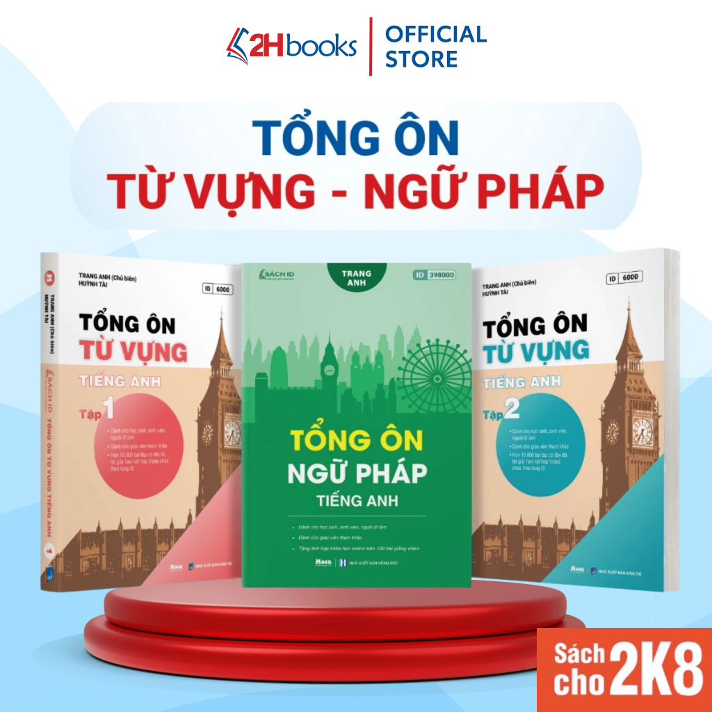 Sách Combo Tổng ôn ngữ pháp Tiếng Anh Tổng ôn Từ vựng - 2H Books 