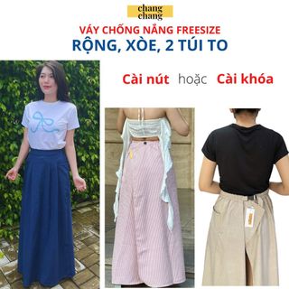  Quây Che Nắng Lưng Thun CÀI NÚT Váy Chống Nắng Vải Quần Tây Dày Mềm CHANG CHANG 