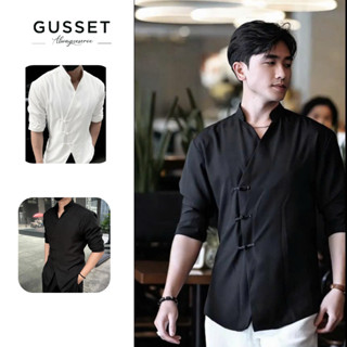 Áo Sơ Mi Nam Cúc Tàu Cổ Tàu Oversize Gusset, Áo Sơ Mi Nam Dài Tay Thiết Kế Cúc Đính Cá Tính phong cách trung hoa