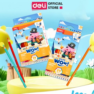 Bút Chì Màu Lục Giác Cao Cấp Deli - 12/24/26 Màu Thân Gỗ Màu Sắc Tươi Sáng Màu Chì Chuyên Nghiệp Vẽ Mỹ Thuật Tô Màu