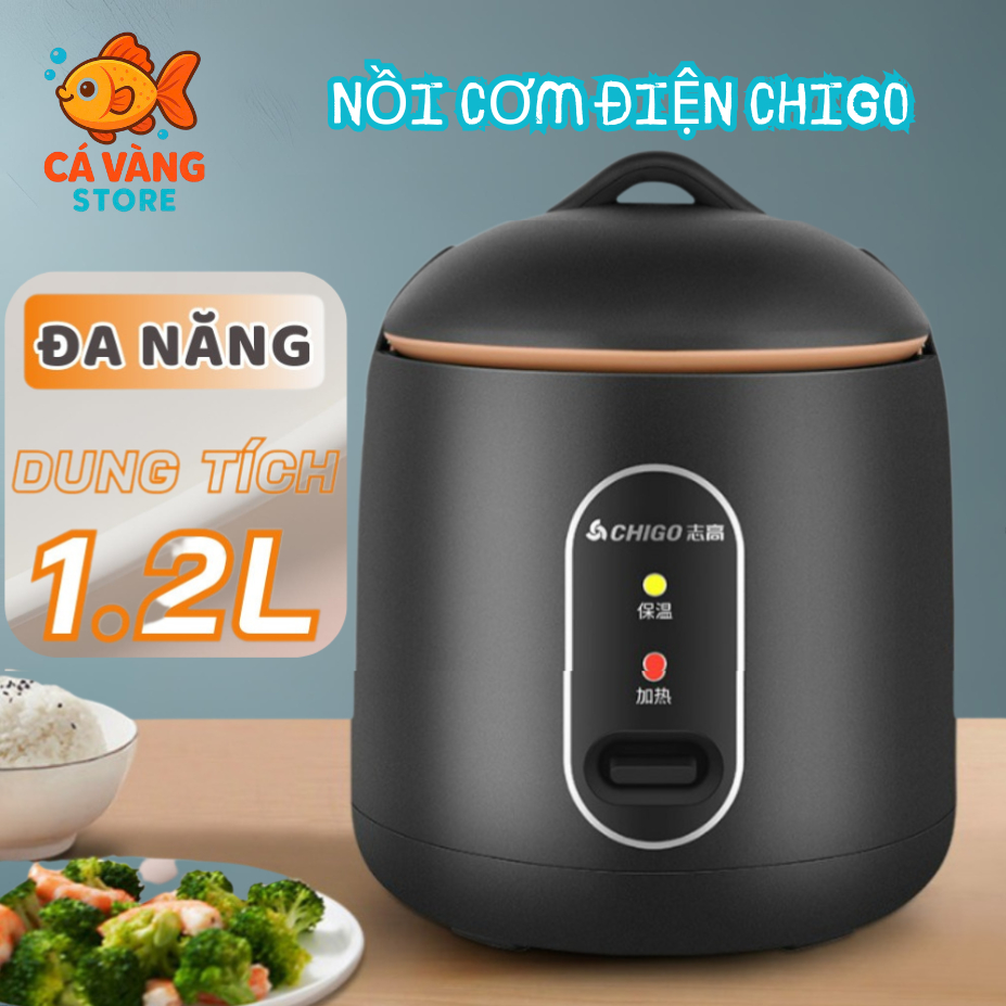 Nồi Cơm Điện Mini Chigo Trắng Chống Dính Đa Năng, Hầm Cháo Súp Phù Hợp Cho 2 Người Lớn