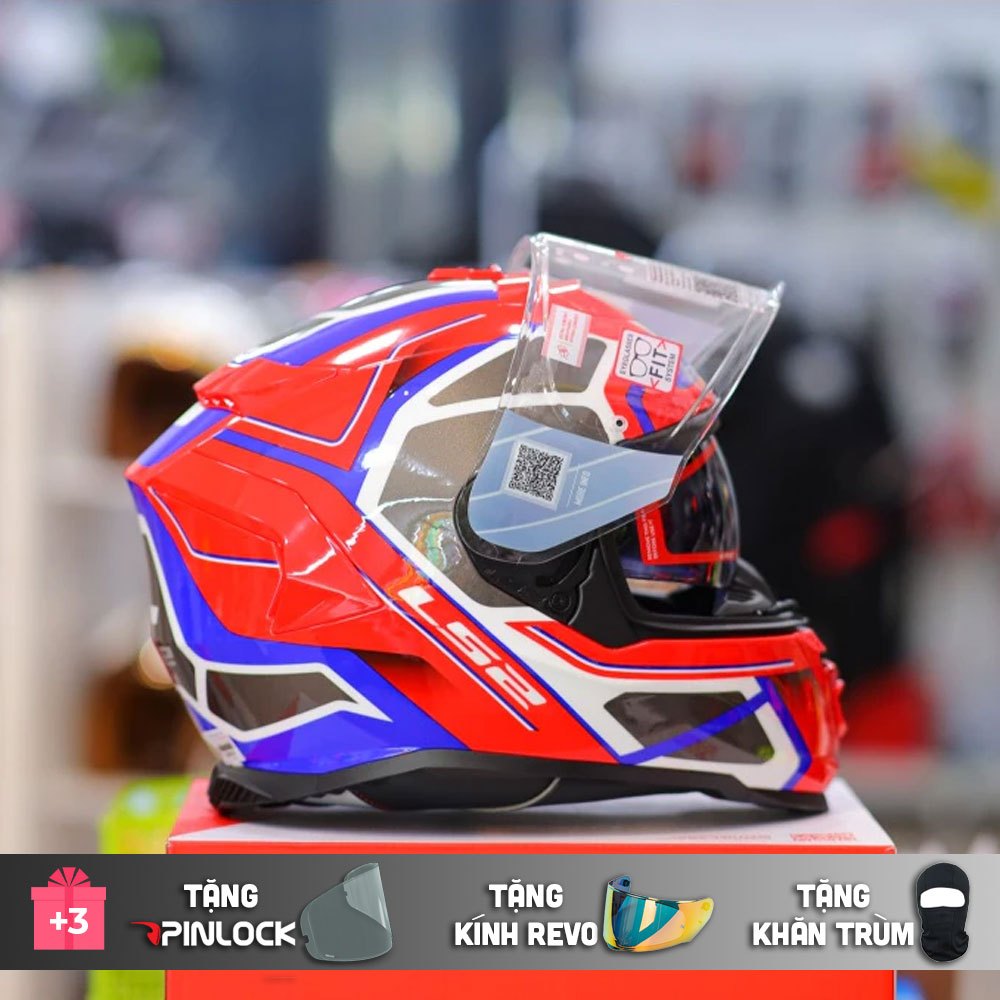 [Tặng Pinlock] Mũ Fullface 2 Kính LS2 FF800 Đỏ Xanh Bóng (Tặng Kèm Pinlock Chính Hãng)