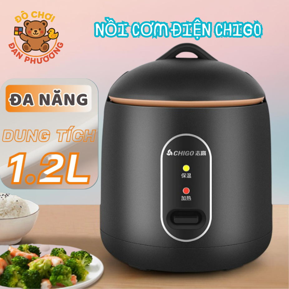 Nồi Cơm Điện Chigo Đa Năng Tráng Chống Dính, Nấu Hầm Cháo Phù Hợp Cho 2 Người Lớn