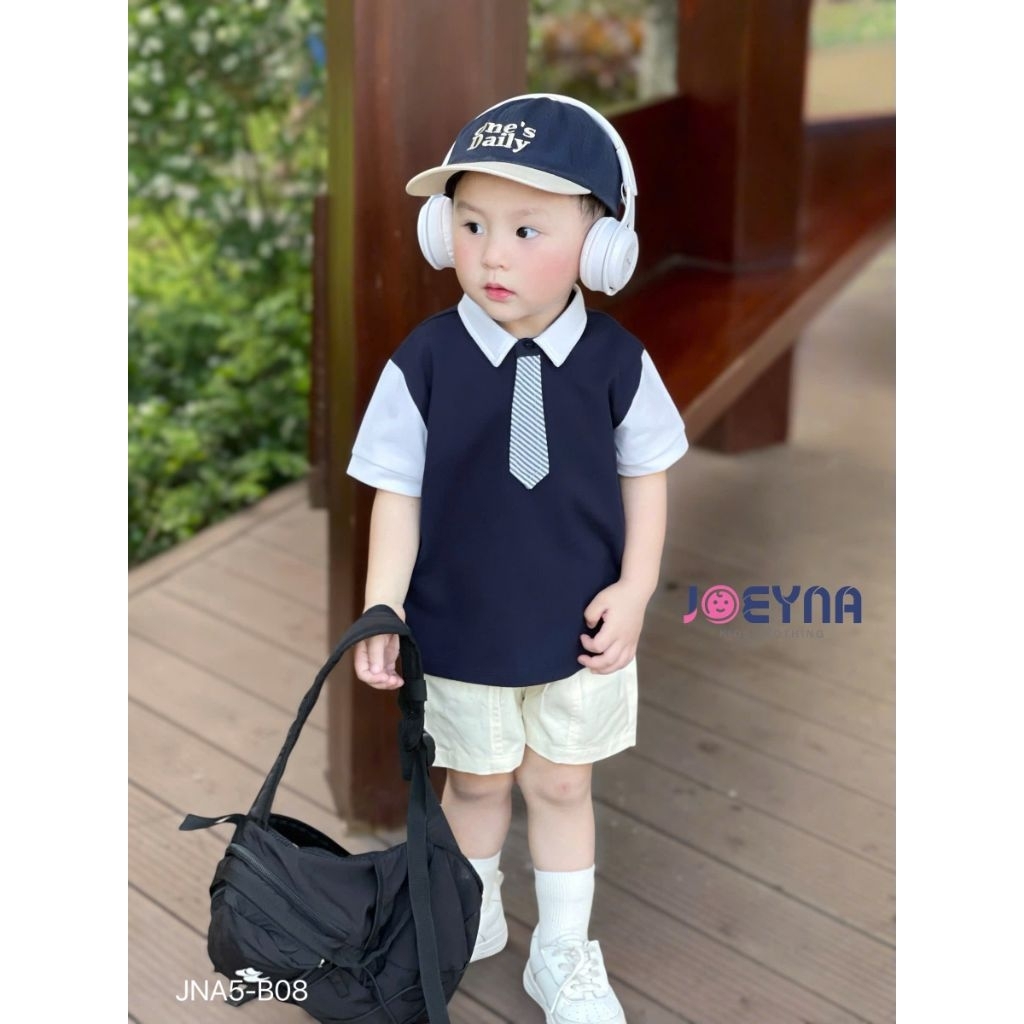 Sét bộ cotton polo kèm cavat Joeyna bảnh bao cho bé